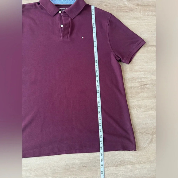 Tommy Hilfiger Men's Polo Shirt XL Burgundy Cotton Regular Fit - Picture 6 of 9